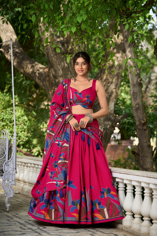 Pure polyester viscose chanderi lehenga choli