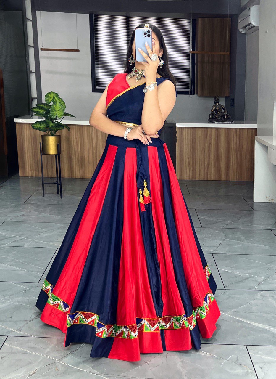 Traditional Dandiya Night Red Cotton Lehenga Choli for Navratri 42 / Red Traditional Dandiya Night Red Cotton Lehenga Choli for Navratri 42 / Red