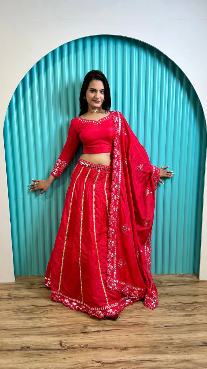 Red color lehenga choli for women