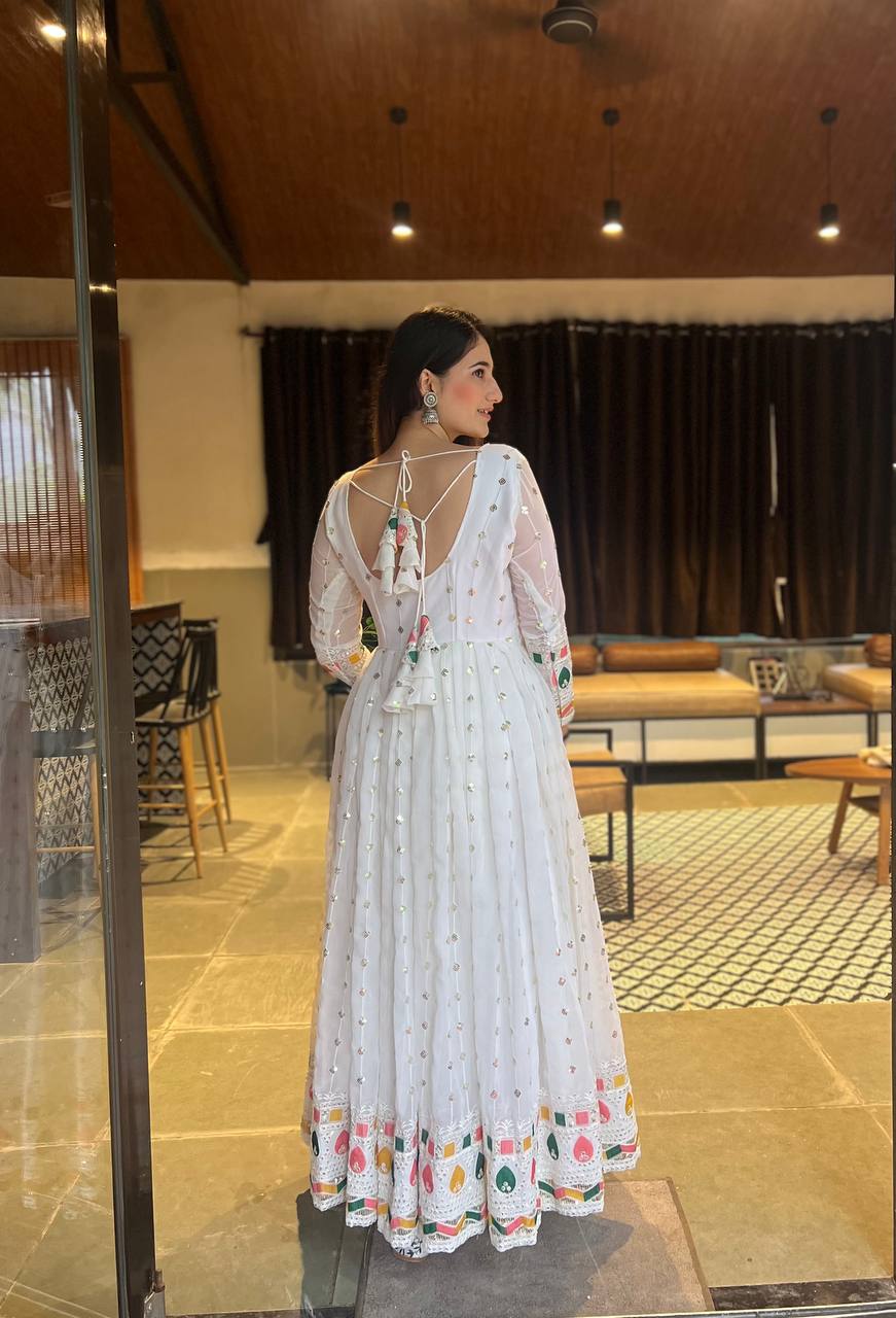 Wedding wear white color georgette gown price