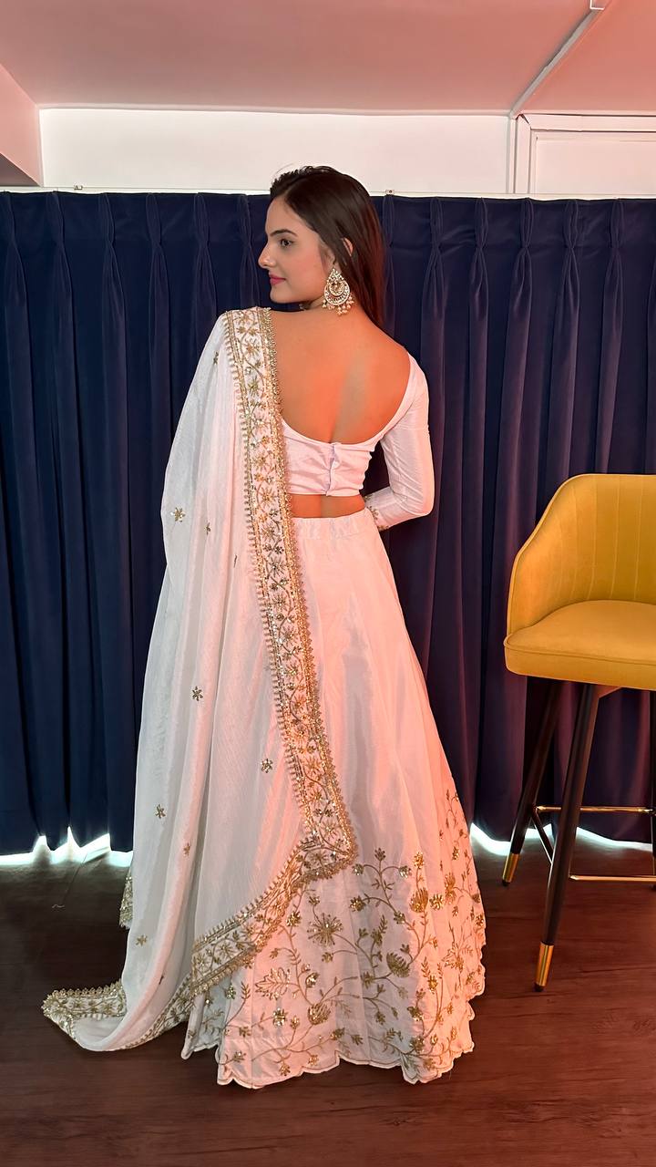 White lehenga choli design