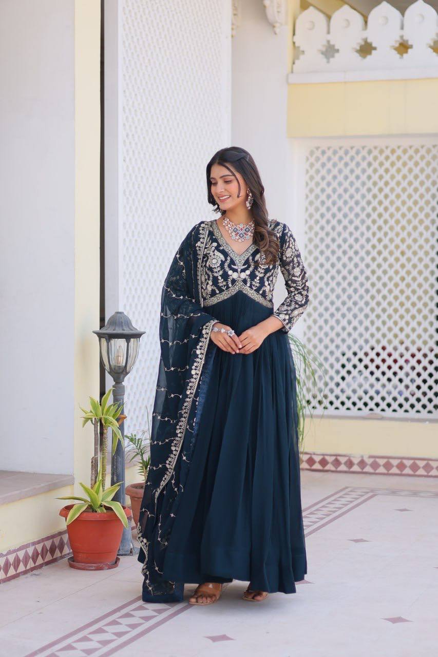 Rama color georgette gown for women online