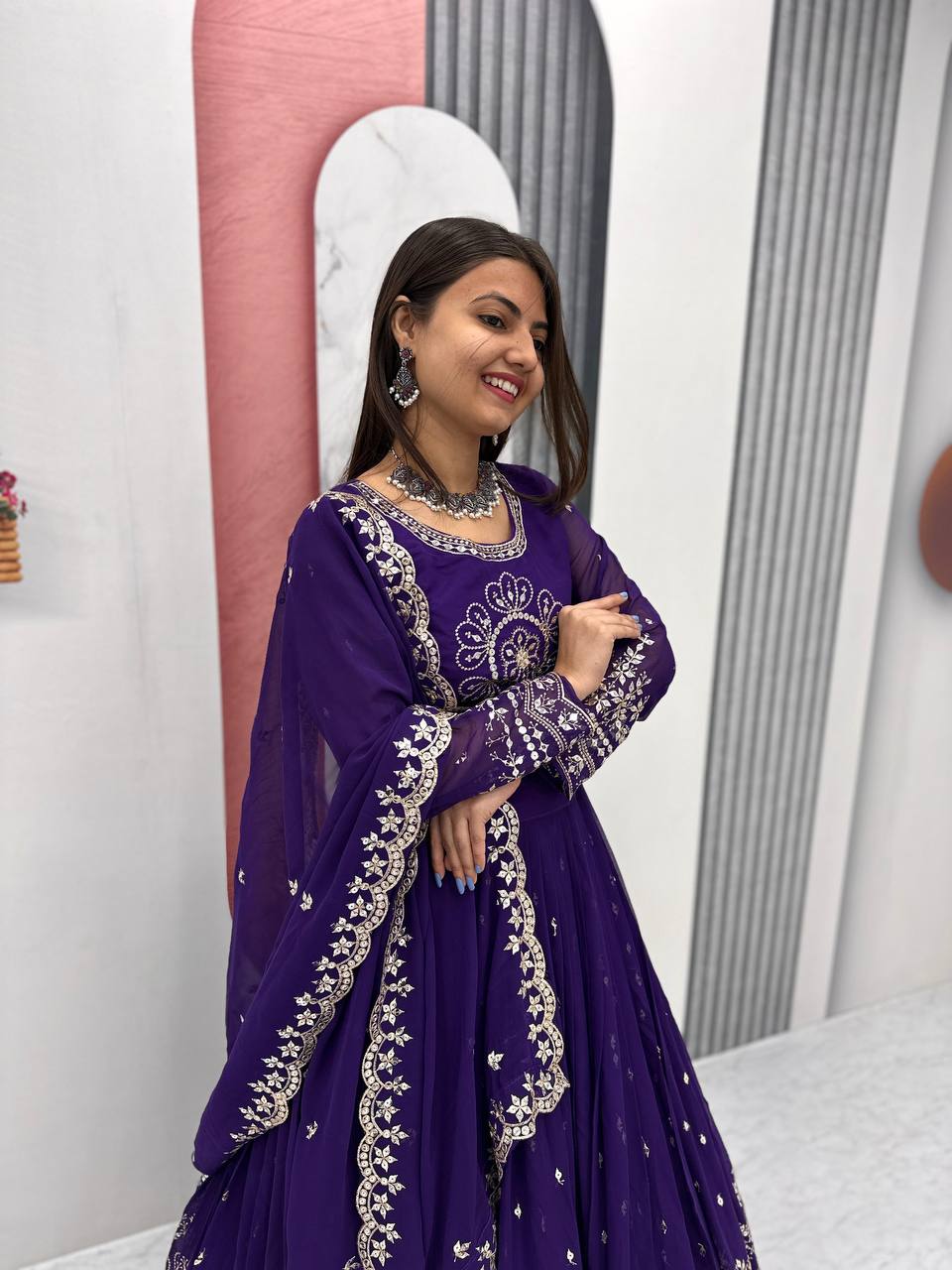 Purple color georgette lehenga choli price