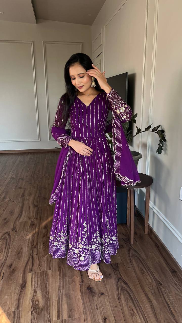 Purple Colour Gown for Wedding