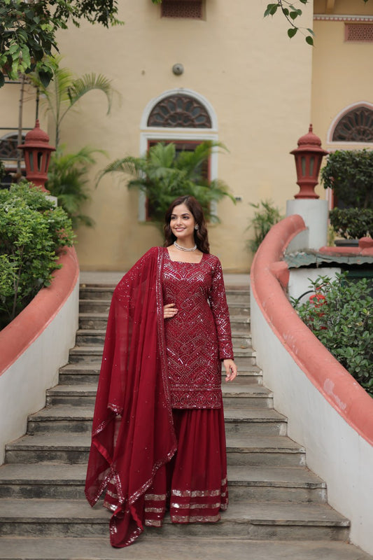 Maroon Sharara bridal