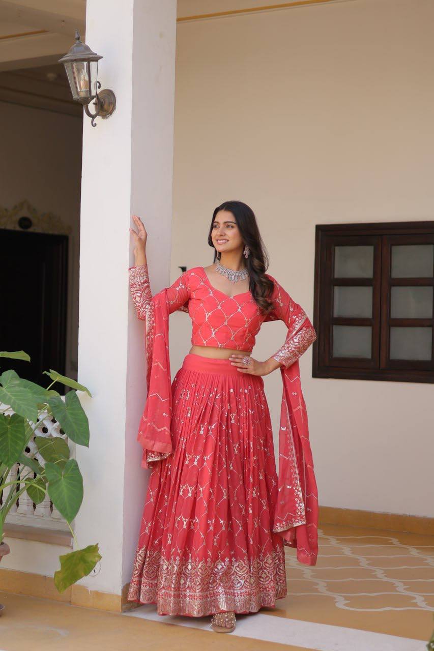 Pink color wedding lehenga choli for price