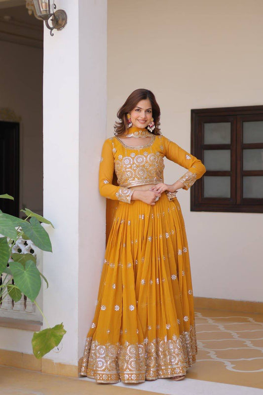 Yellow lehenga choli for Party Wear