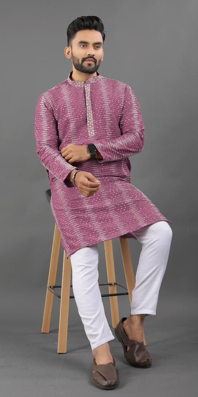 Pink color important kurta men's wedding