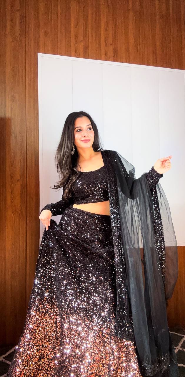 Modern black lehenga for Wedding