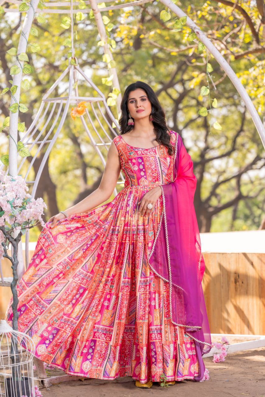 Pink color Gown Party wear