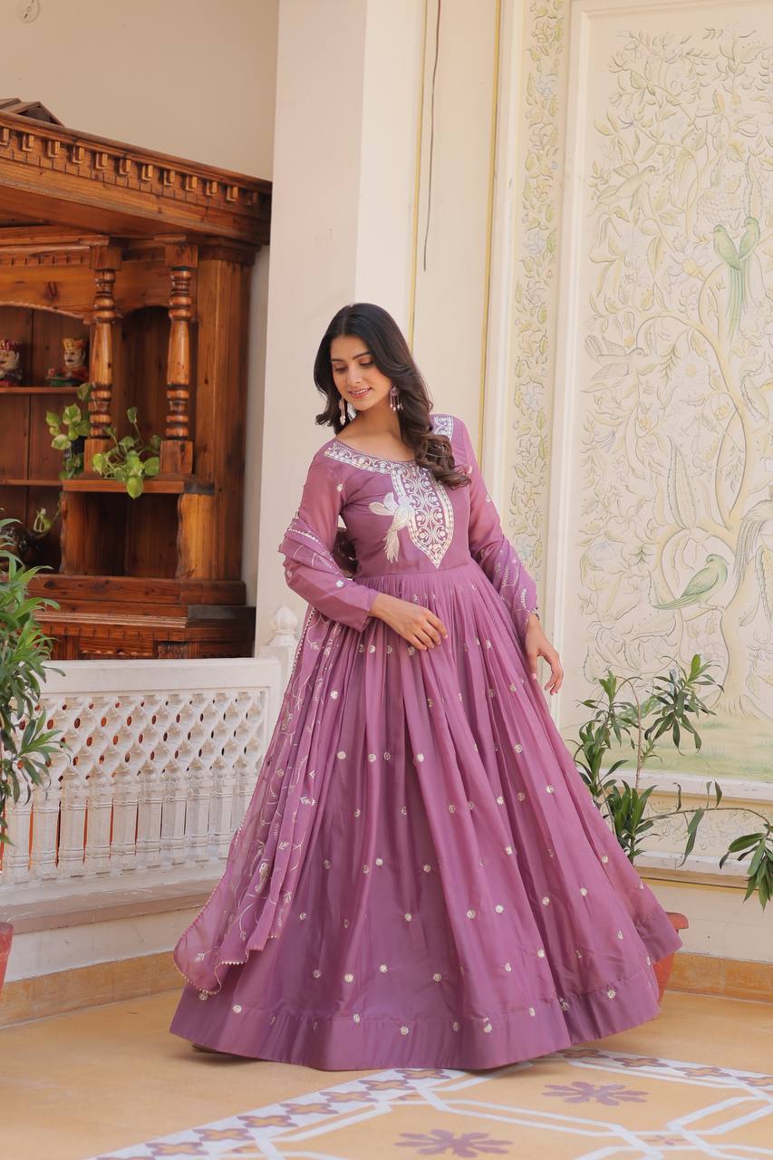 Pink color georgette anarkali gown online