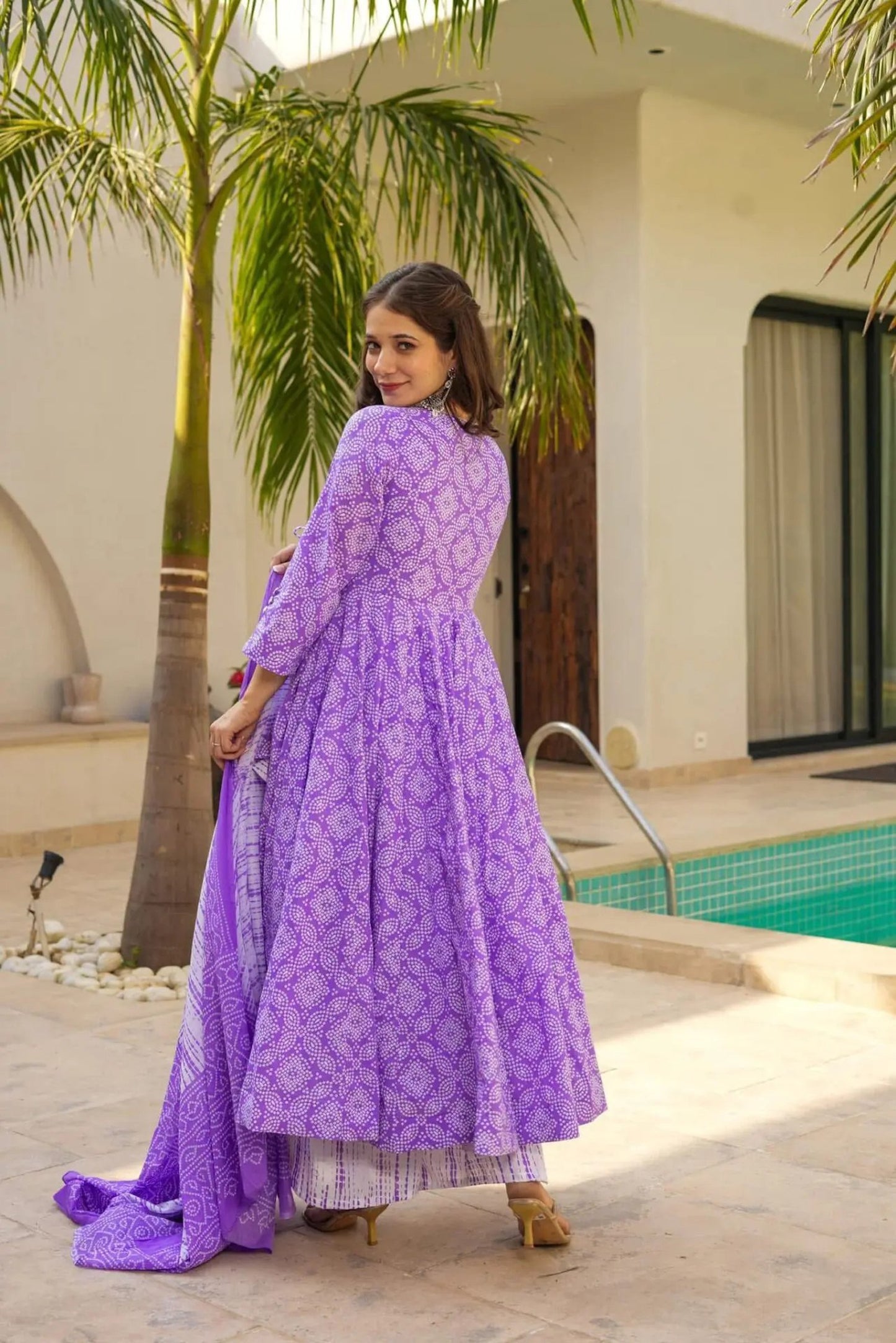 Lavender color muslin salwar suit with dupatta price