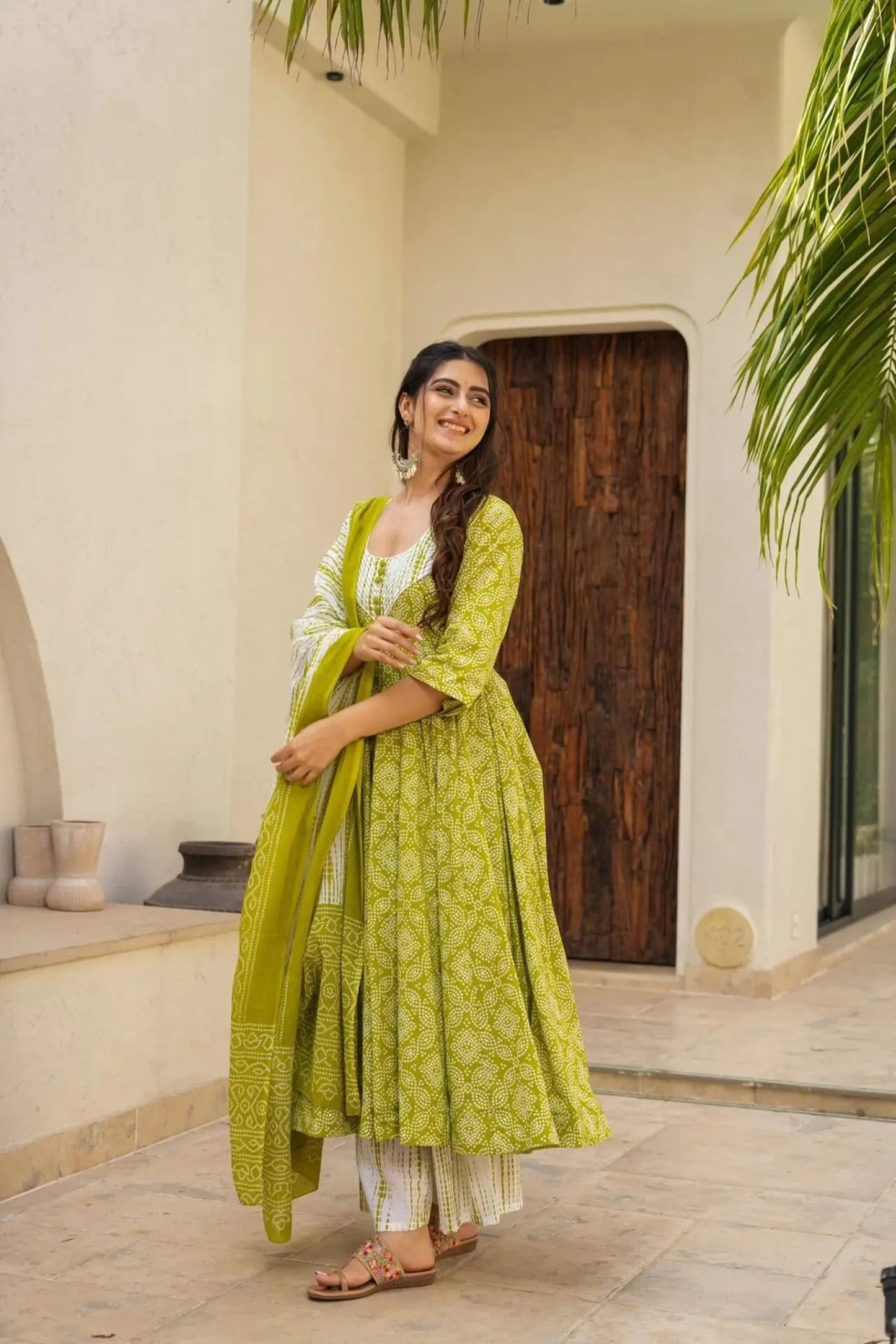 Green color muslin salwar suit with dupatta price