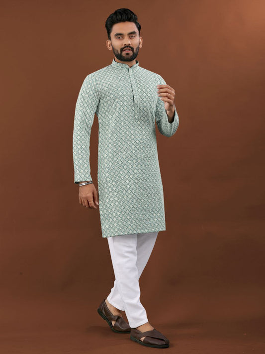 Pista color rayon kurta pajama set