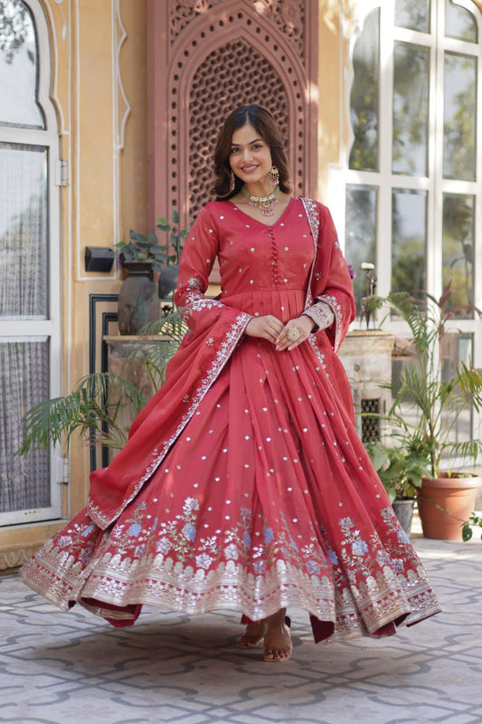 Wedding wear red gown for women