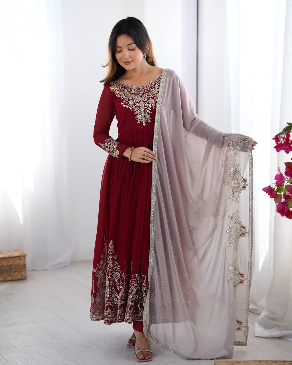 Pink color georgette lehenga choli for women