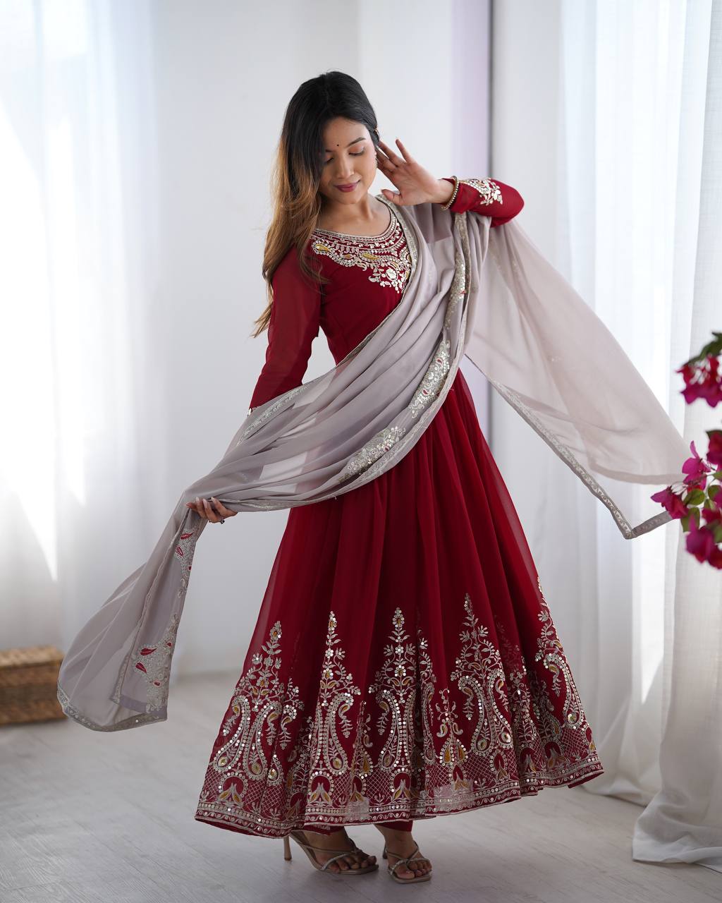 Pink color georgette lehenga choli online shopping