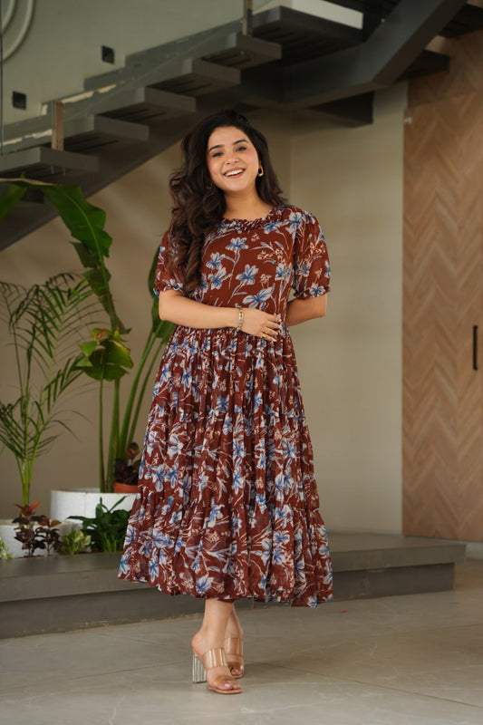 Rust color georgette gown with online