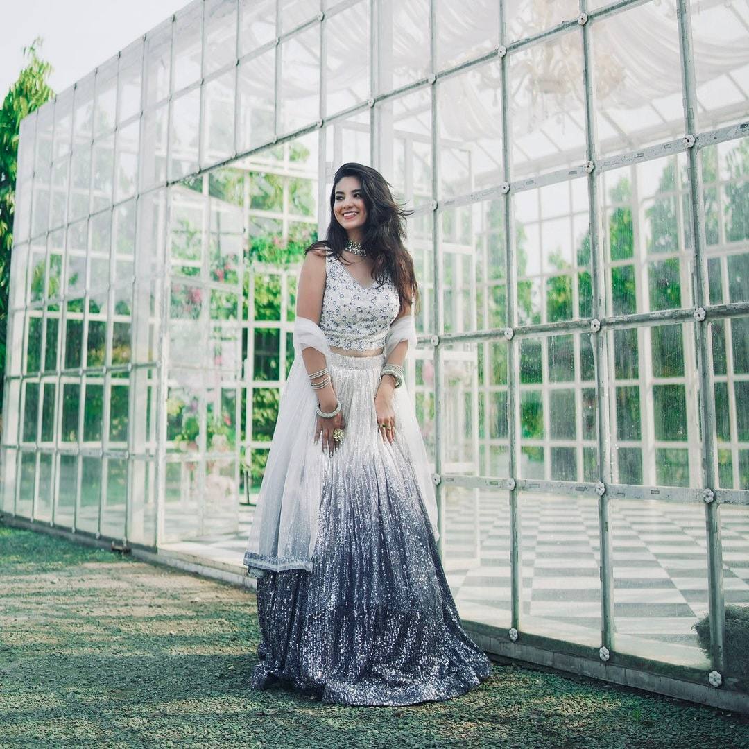 Grey color georgette lehenga choli online