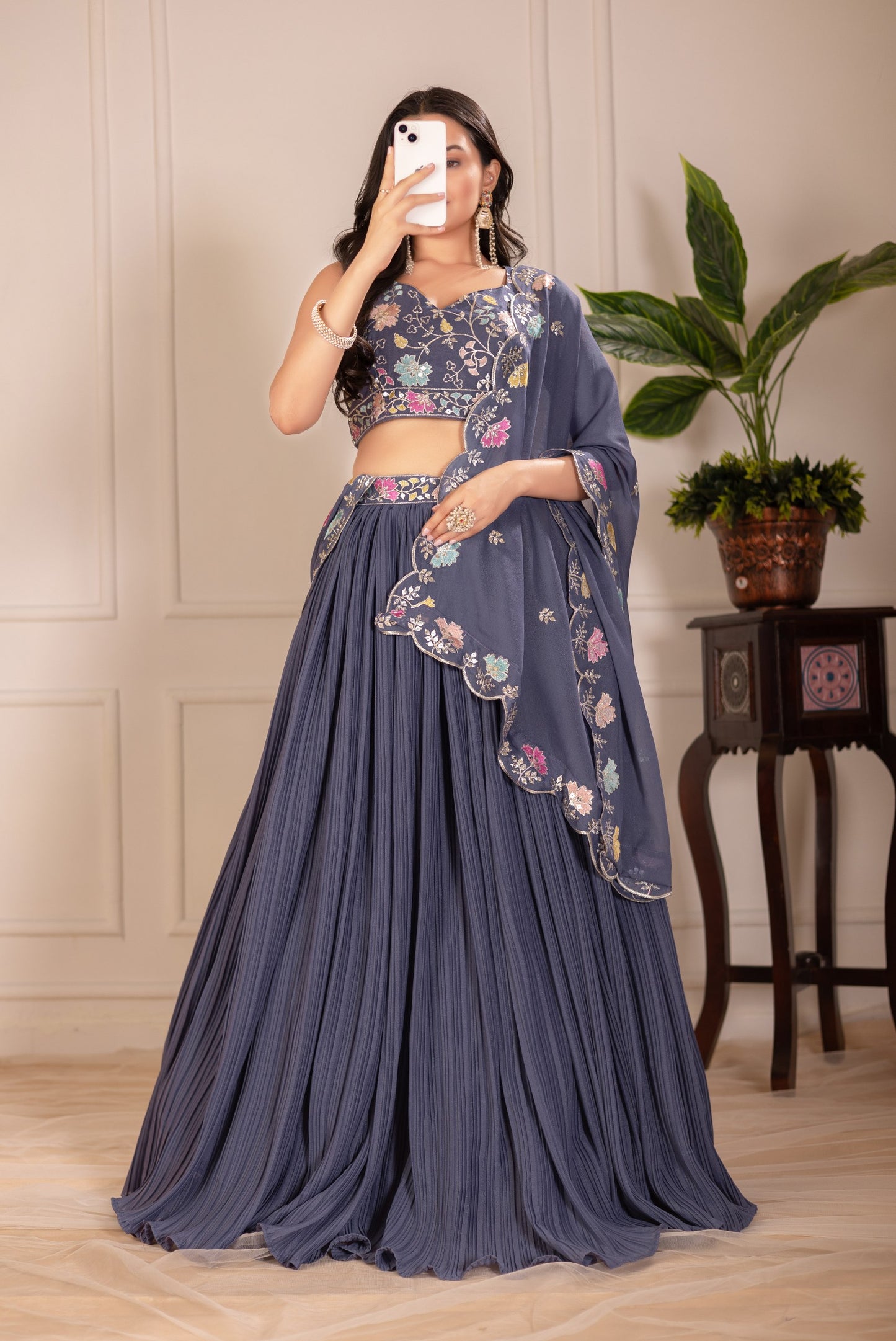 Purple color star georgette lehenga choli