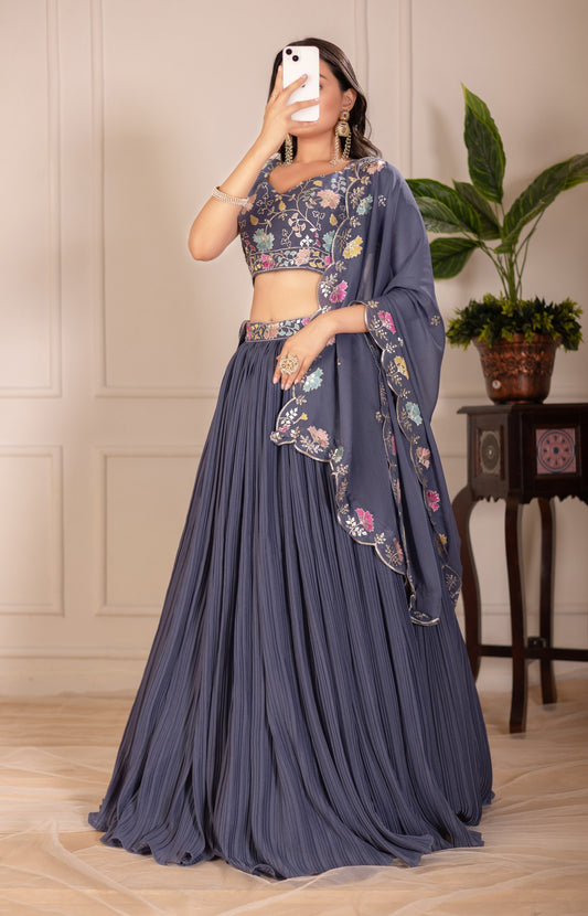 Purple color star georgette lehenga choli for women