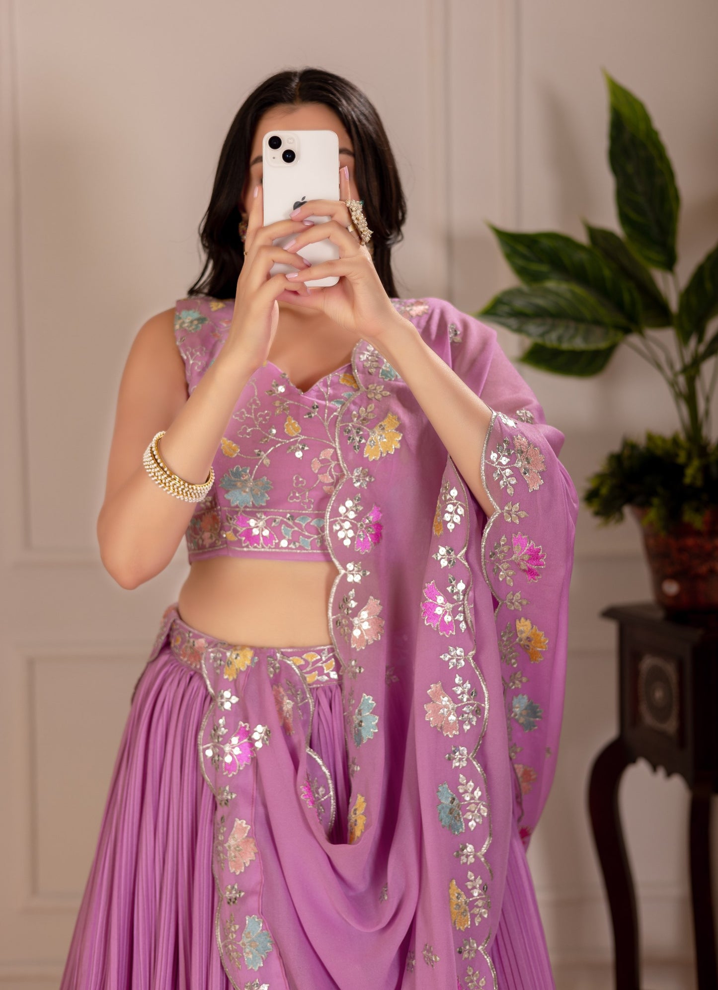 Pink color georgette lehenga choli with dupatta price