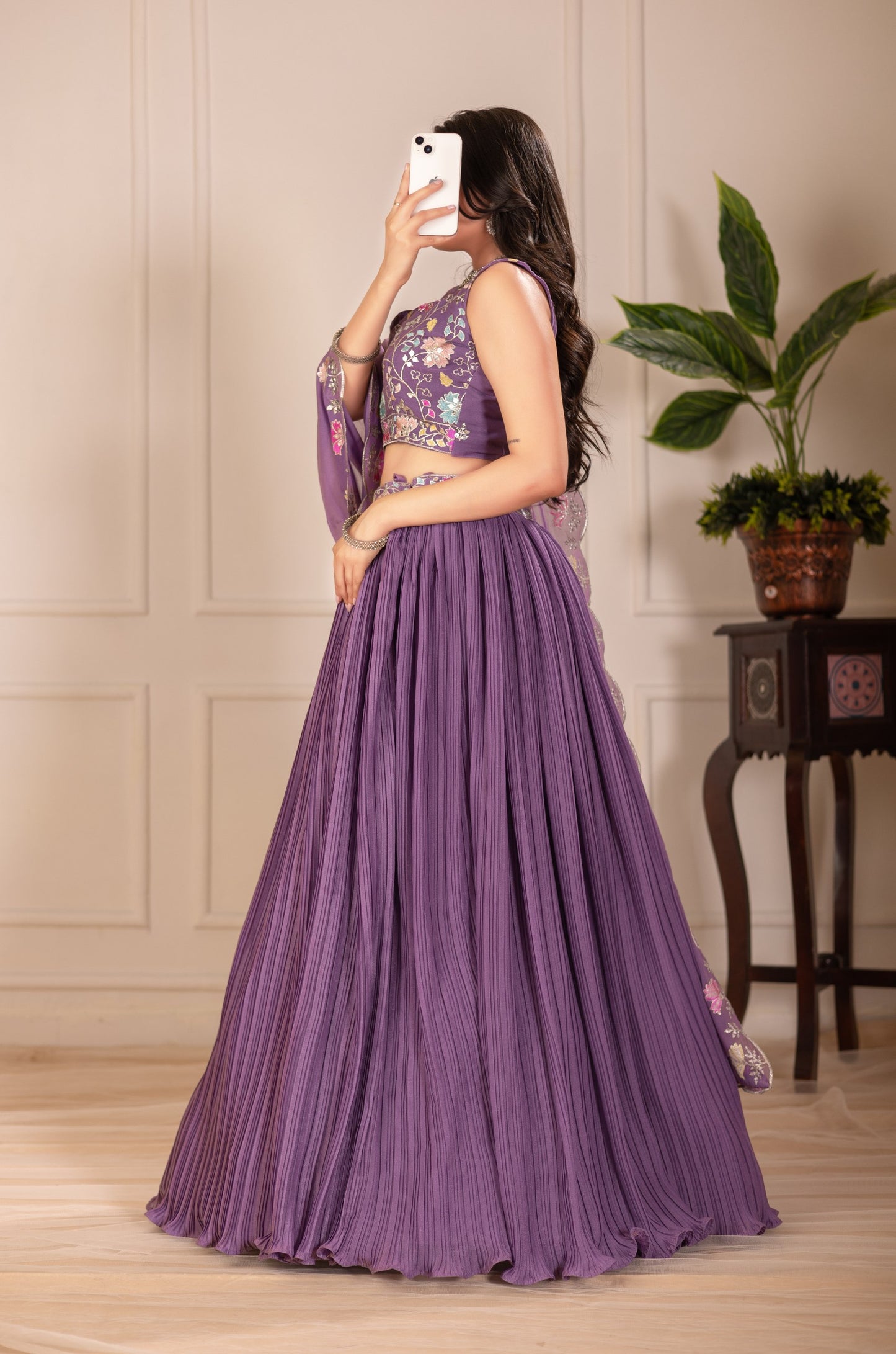 Purple color georgette lehenga choli with dupatta online