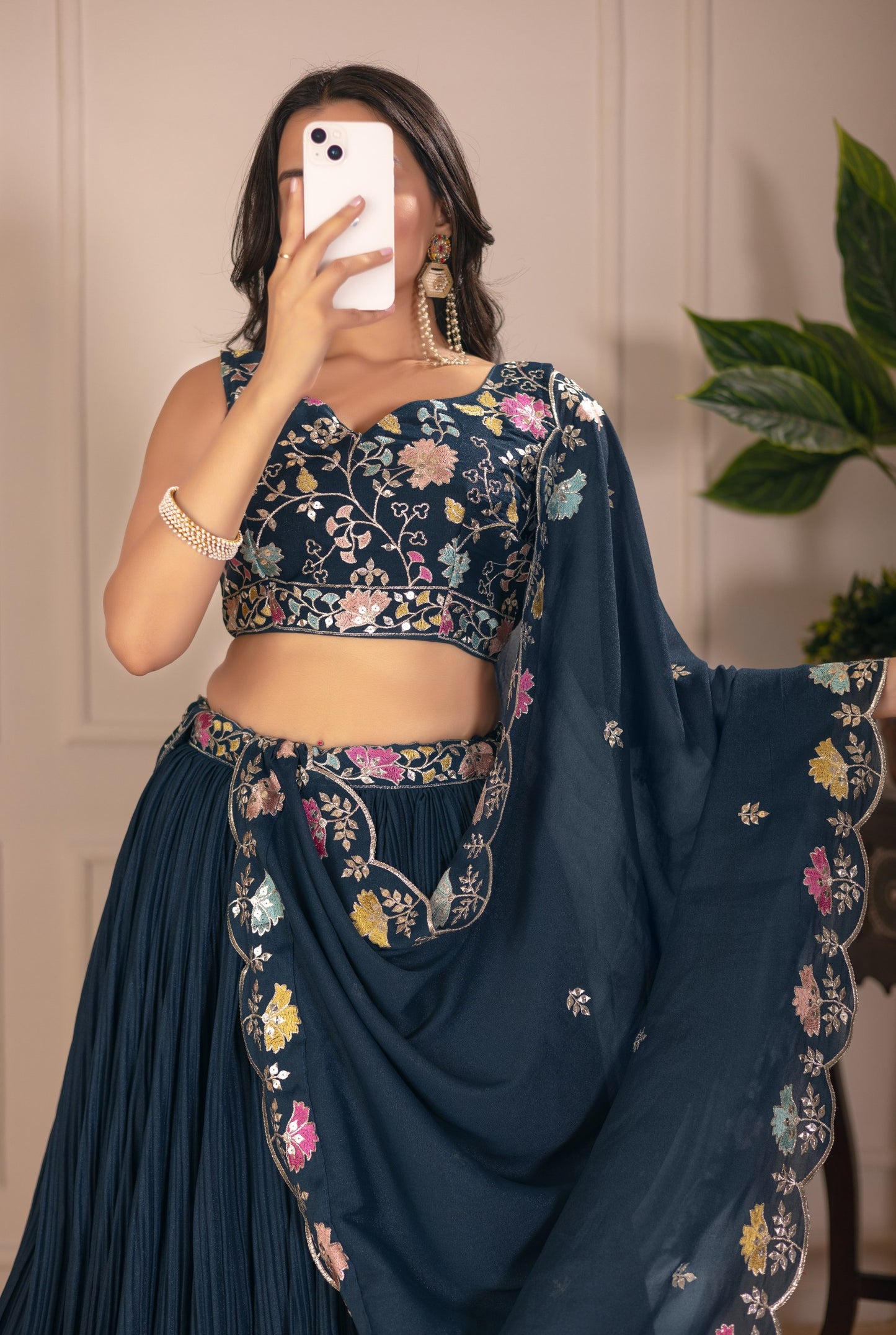 Teal star georgette chaniya choli with dupatta price