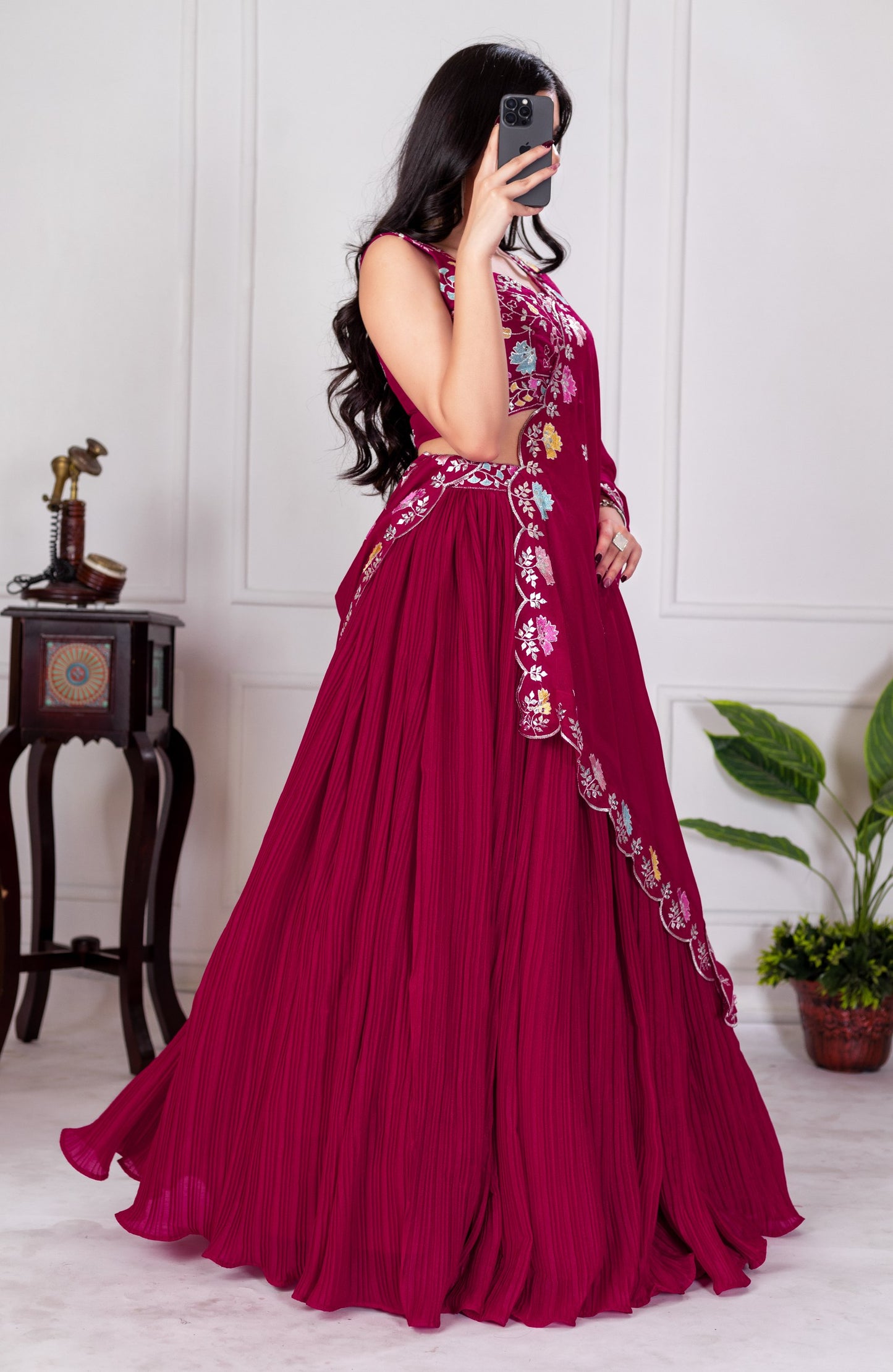 Rani pink star georgette lehenga choli