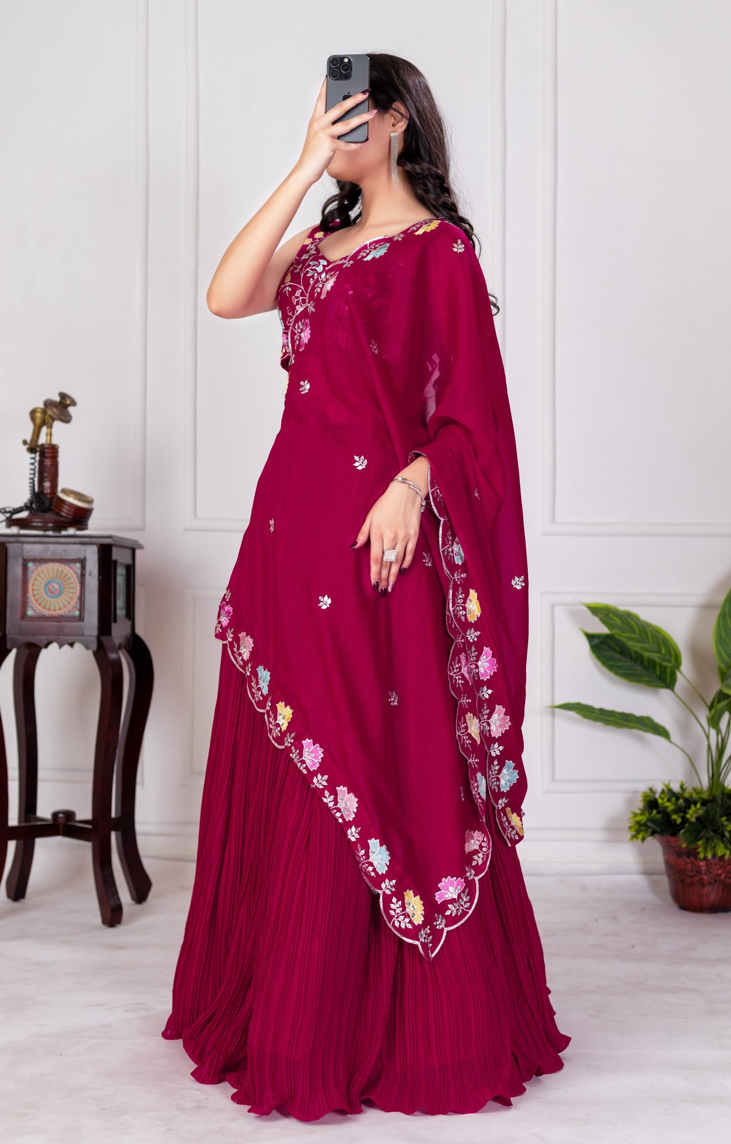 Rani Pink Color Bollywood Lehenga Choli With Dupatta