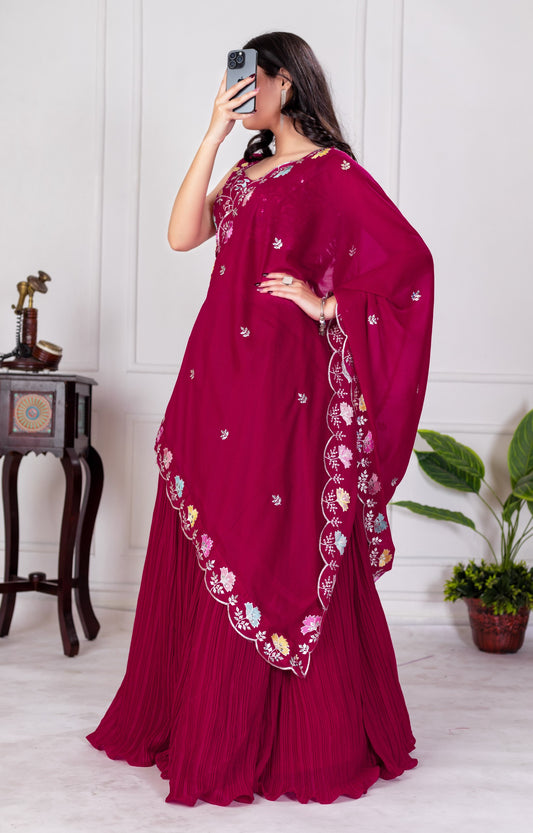 Rani pink star georgette lehenga choli for party