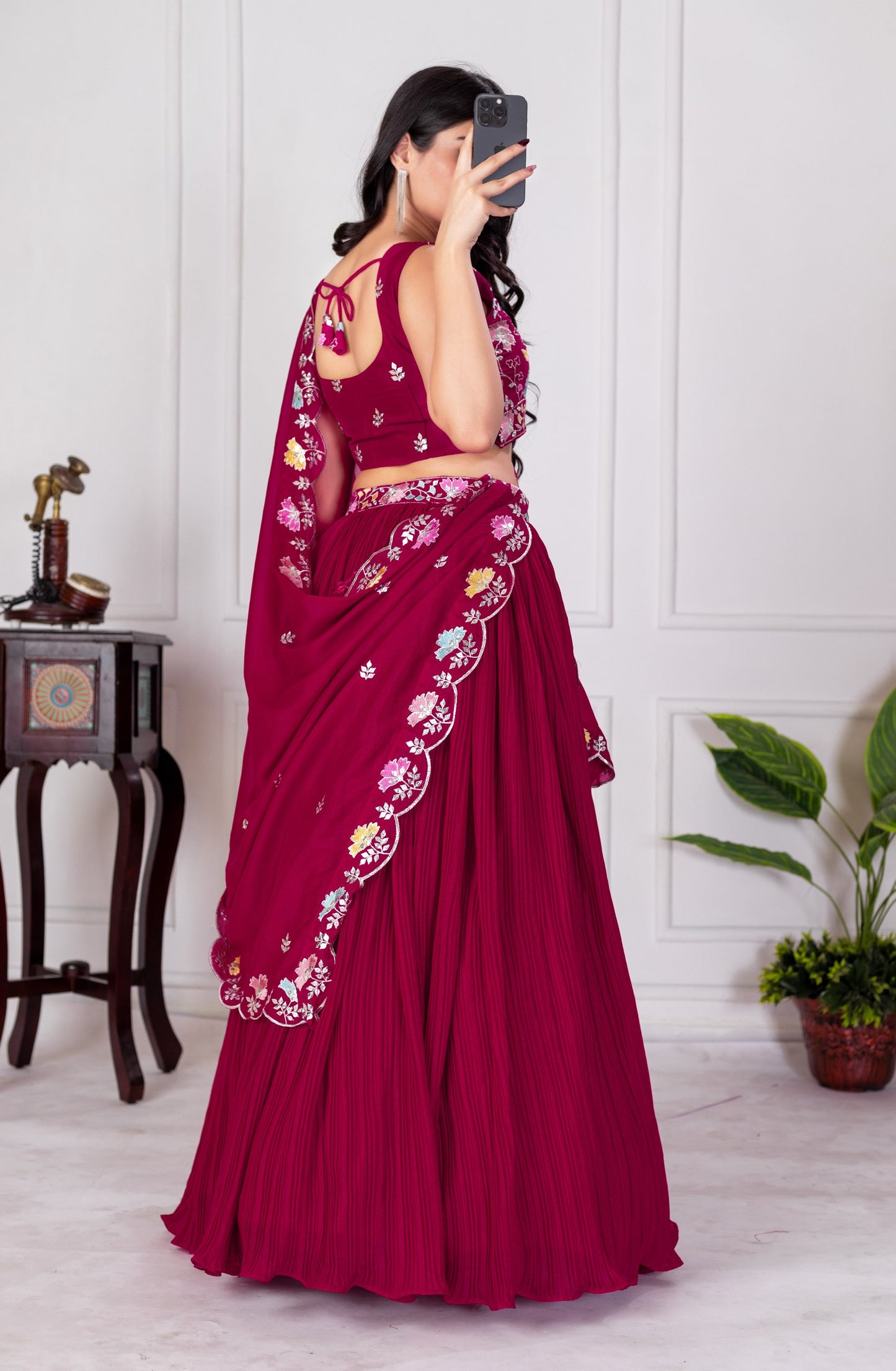 Rani pink color georgette lehenga choli for women online usa