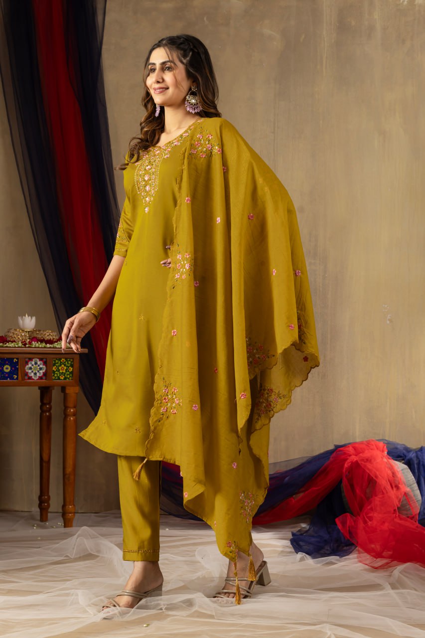 Yellow salwar kameez for haldi