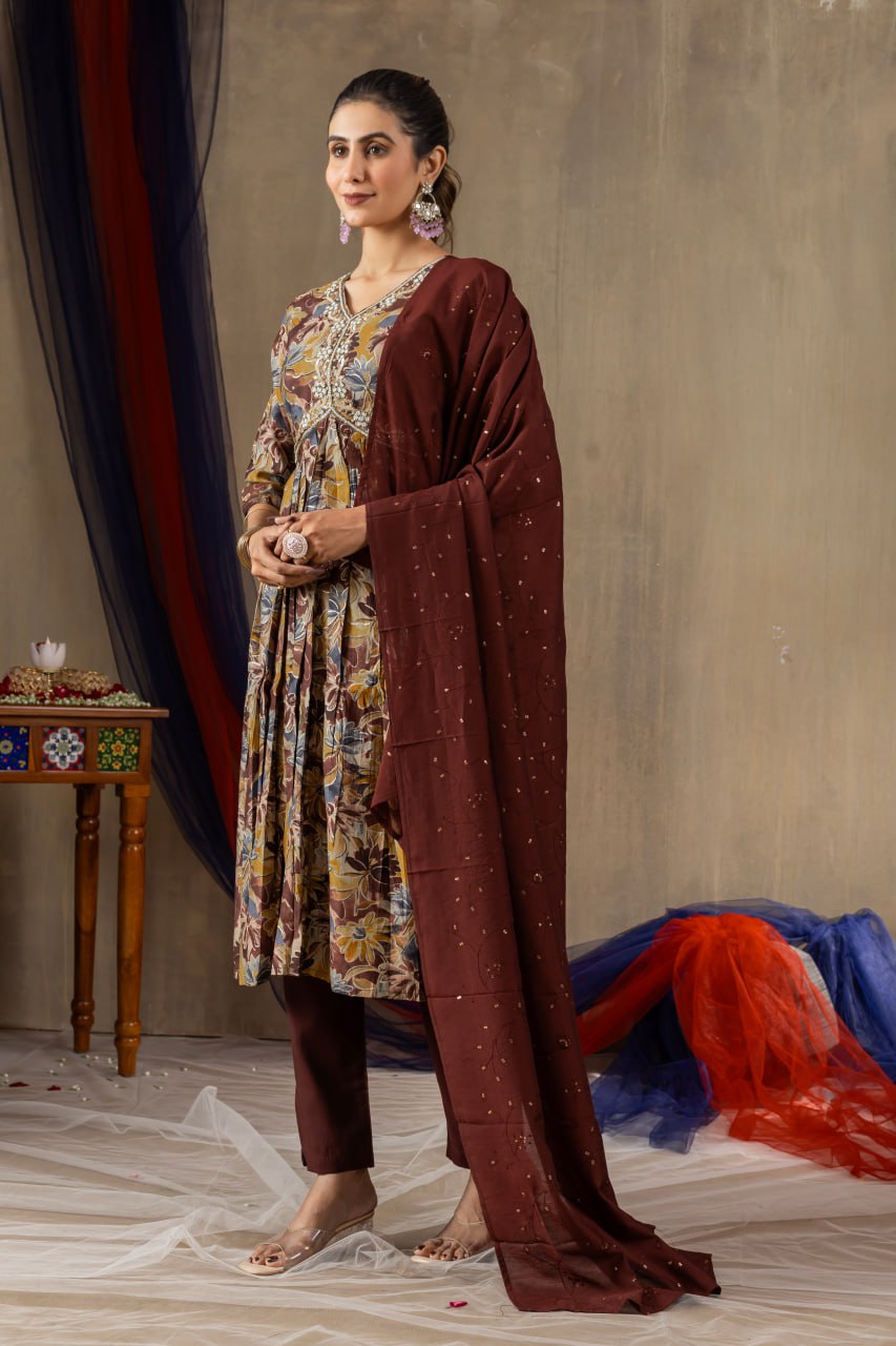 Maroon color hand work salwar suit