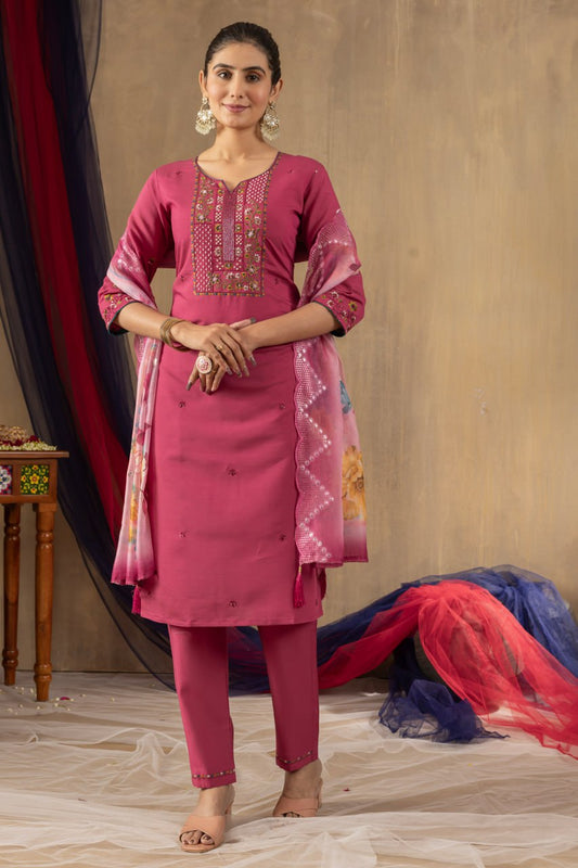 Party wear pink salwar suit with dupatta
