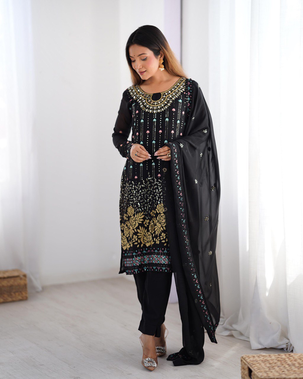 Black georgette salwar Suit