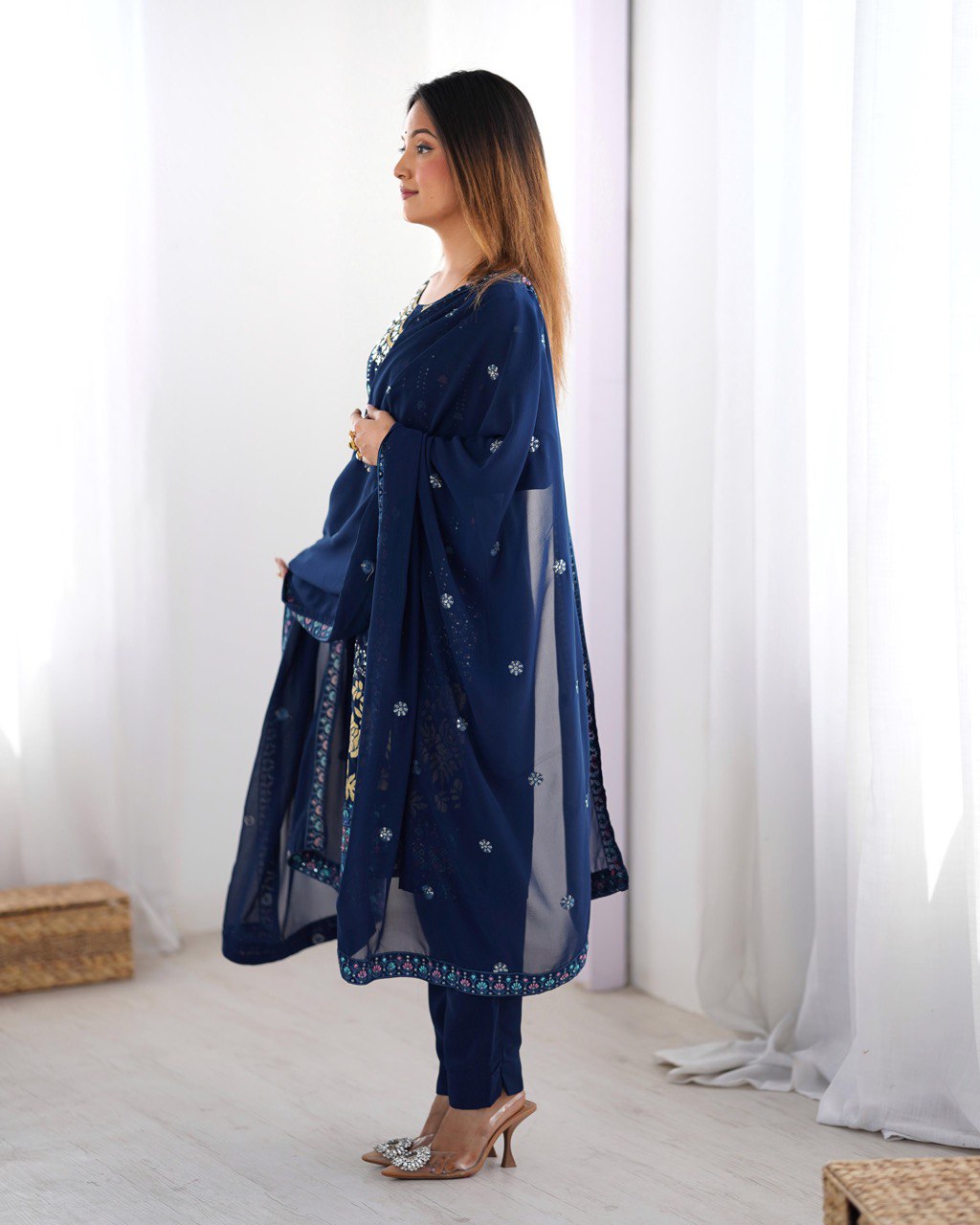 Blue color georgette salwar suit online