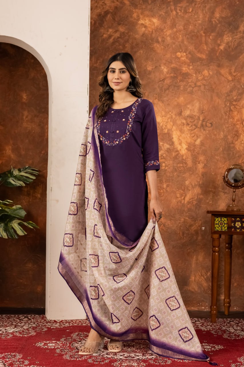 Wine marina silk salwar suit with dupatta price