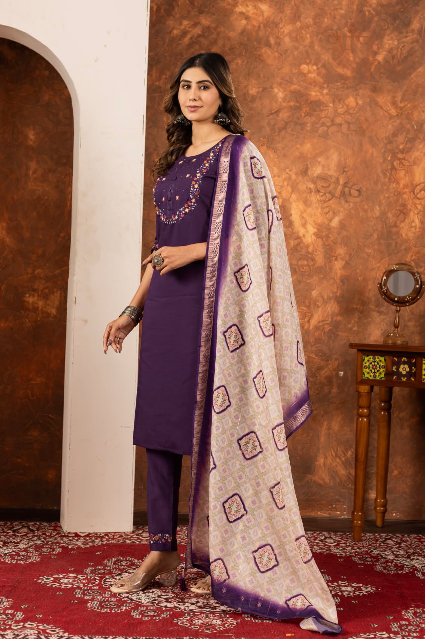 Wine marina silk salwar suit for women online
