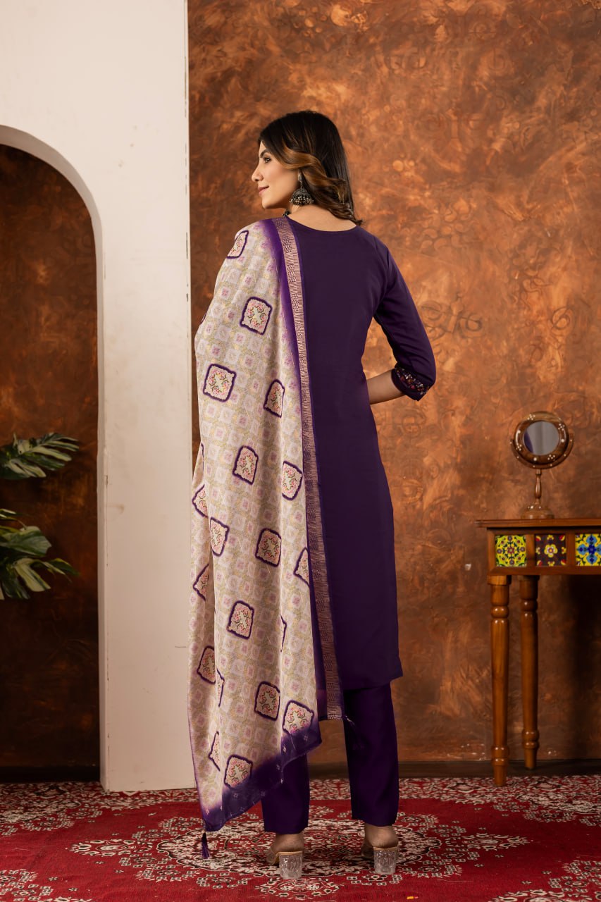 Wine color marina silk salwar suit for party images