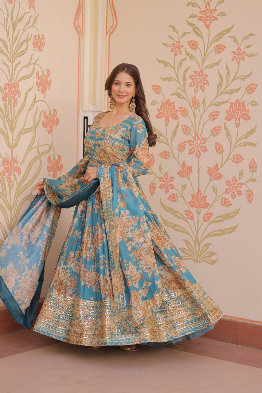 Rama color russian silk long gown for women price
