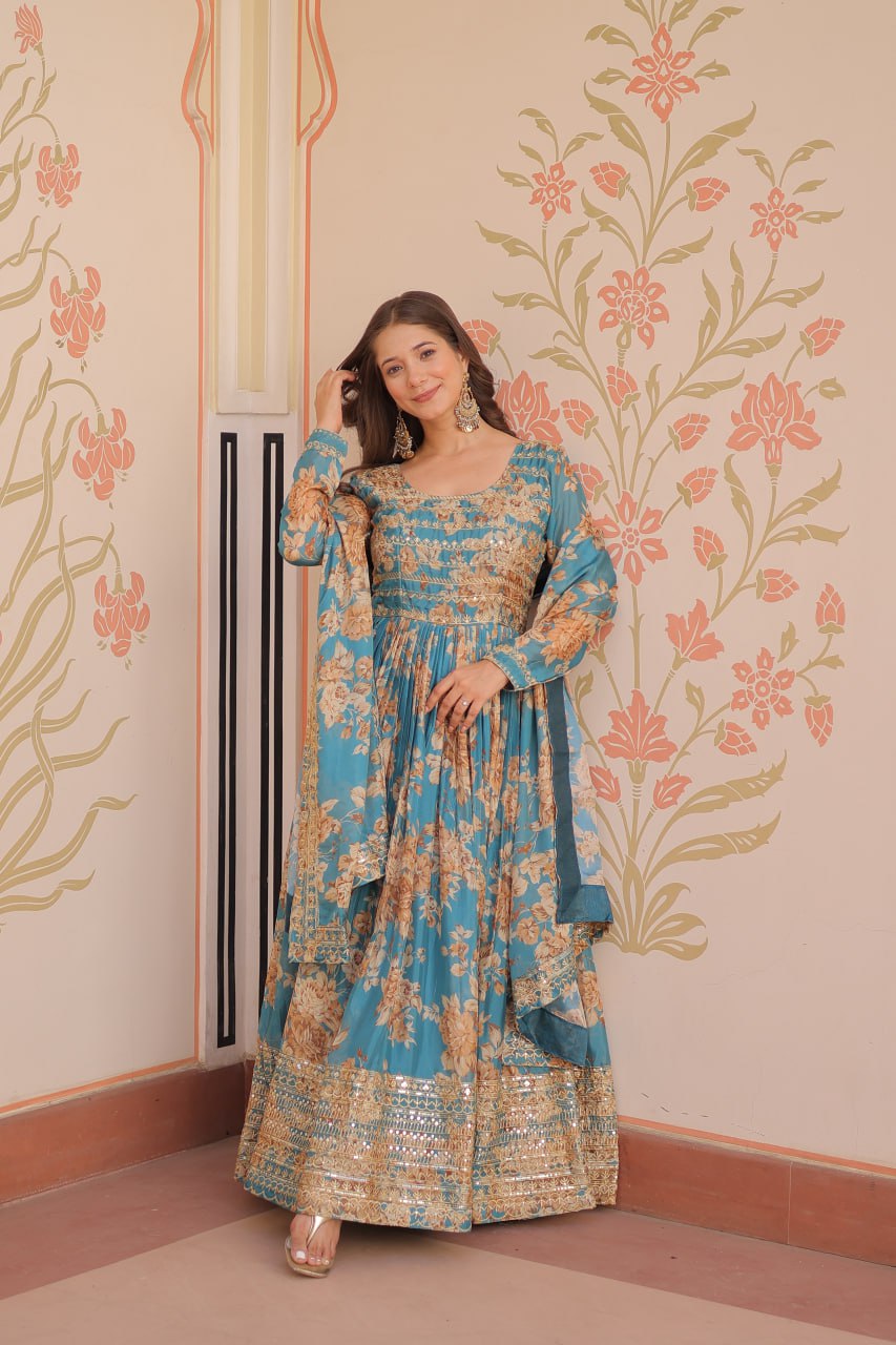 Rama russian silk long gown for party online