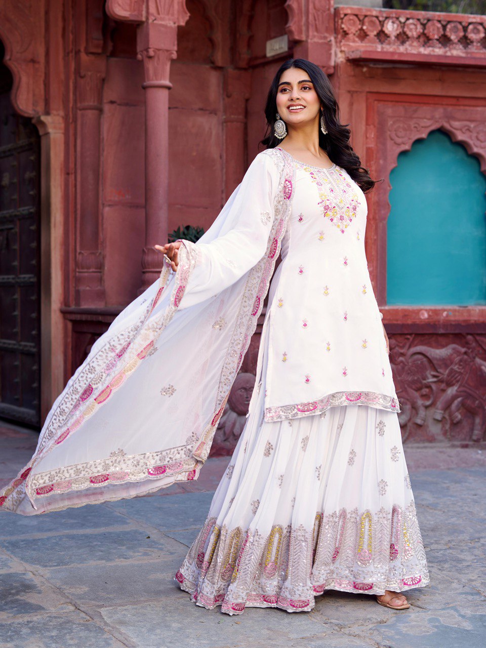 White Sharara Suit For Wedding