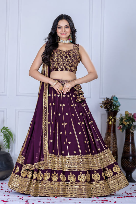 Wedding wear wine chaniya choli USA