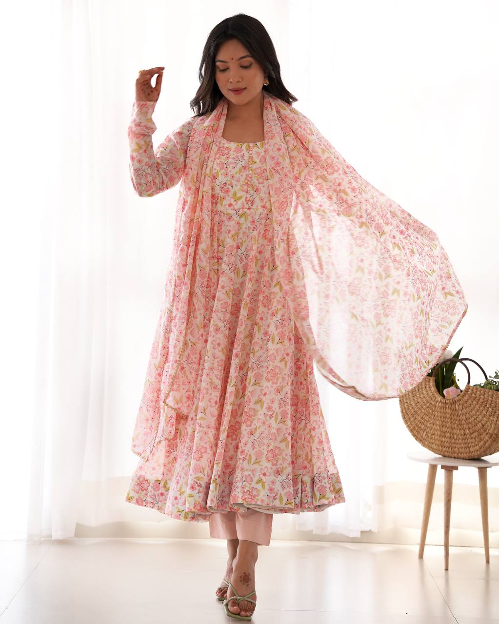 Floral printed gown for women