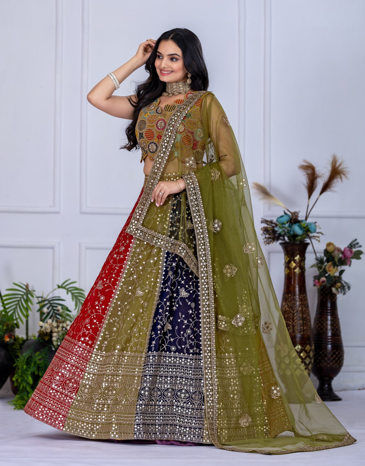Multi color georgette lehenga choli price