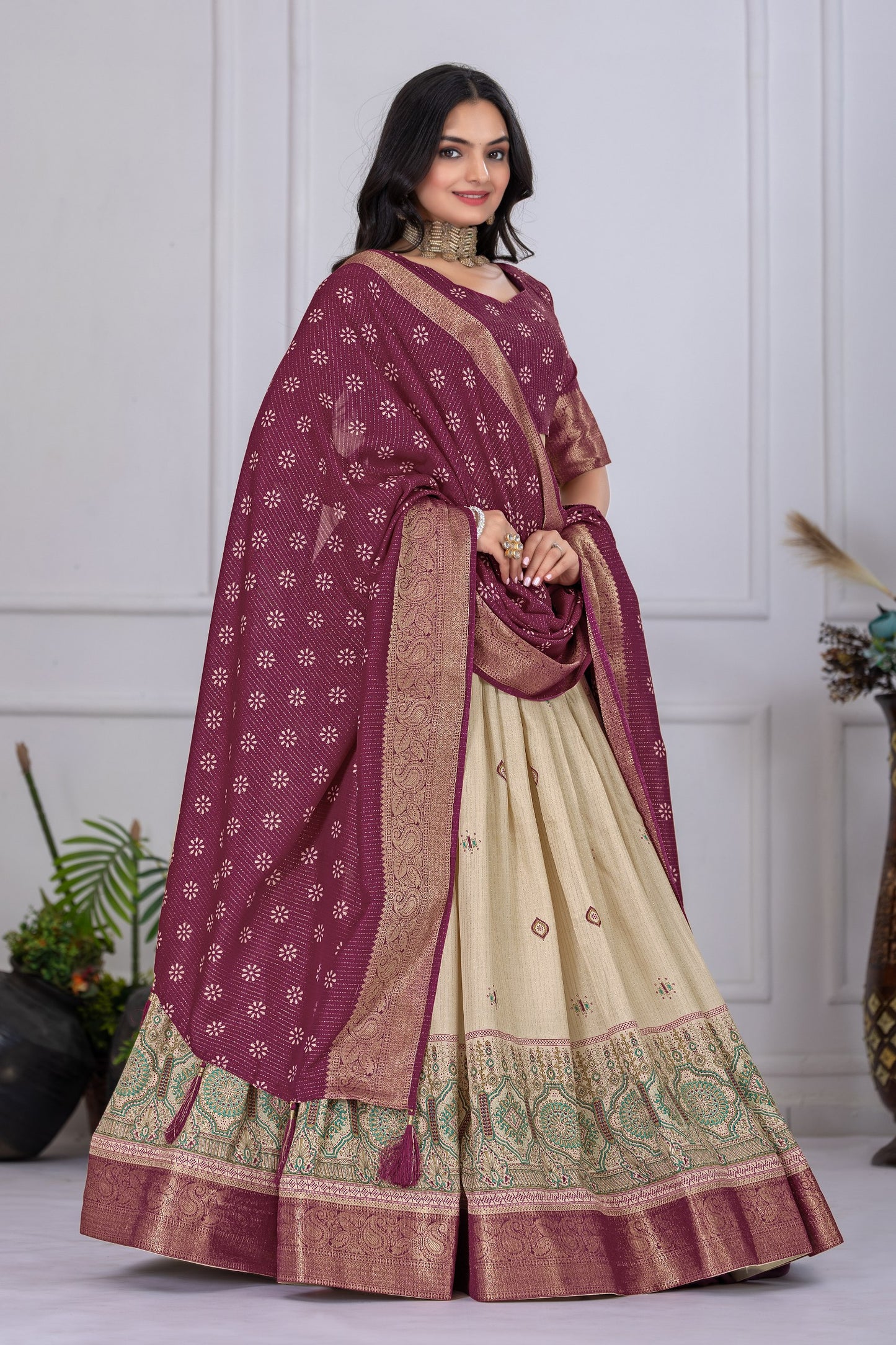 Party wear wine color chaniya choli price