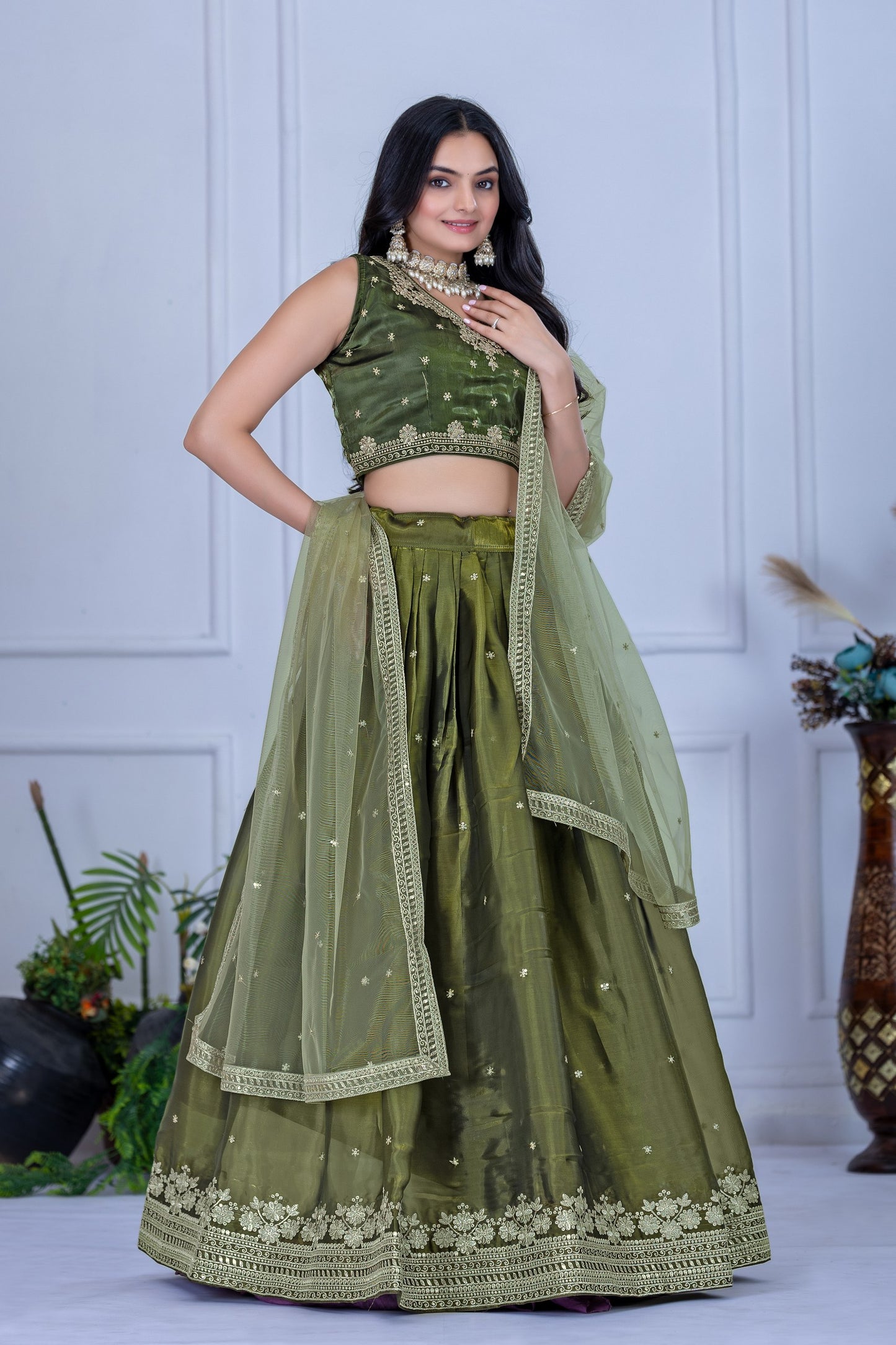 Mehendi color embroidery work chaniya choli UK