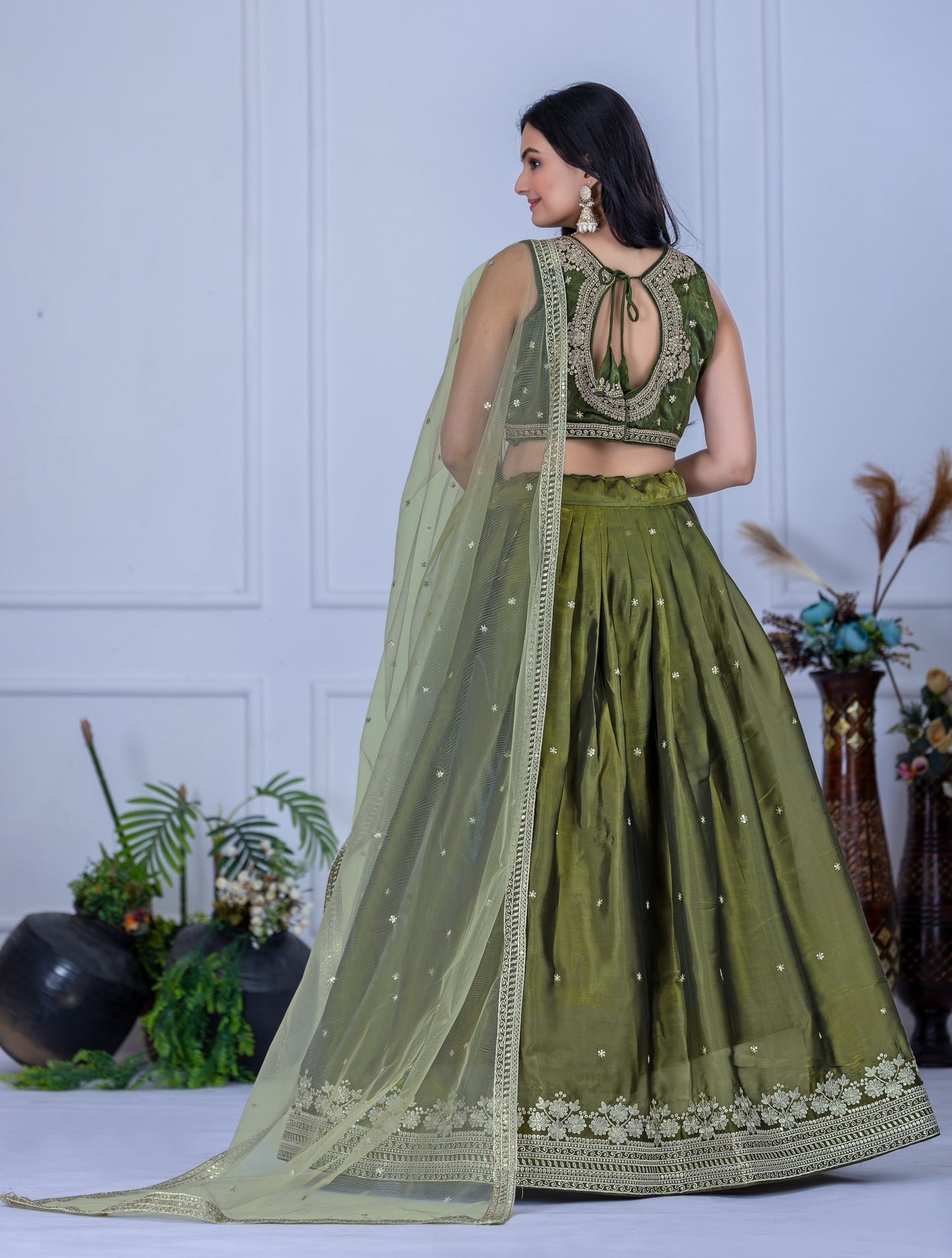Elegance mehendi color chaniya choli
