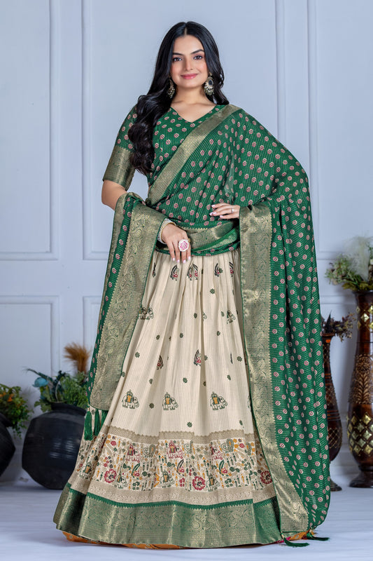 Green color lichi lehenga choli